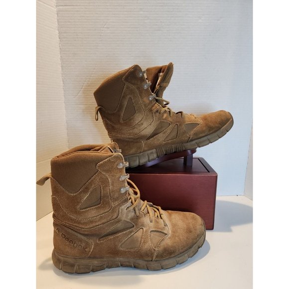 Reebok Mens 8" Tactical Boot Sublite Cushion RB8808 Khaki Leather Lace Up  12W - Picture 1 of 9